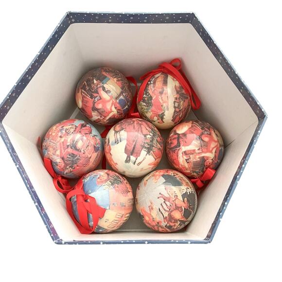 12 Victorian Santa with Angels 10" Christmas Ornaments Paper Mache Decoupage - Picture 5 of 10